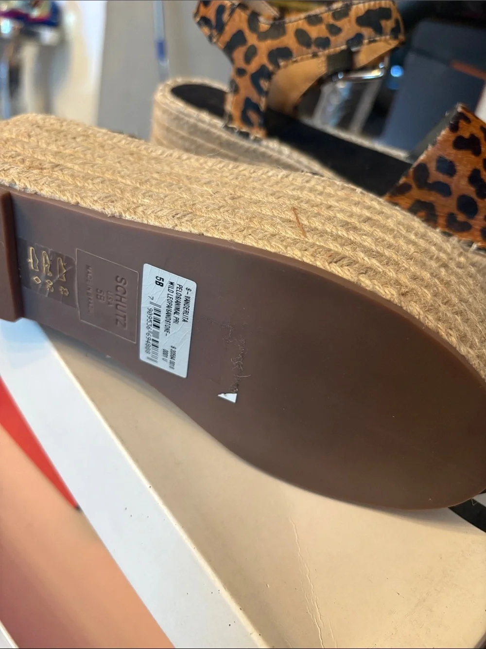 SCHUTZ Leopard Print Espadrille Sandals in Tan and Black 83